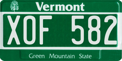 VT license plate XOF582
