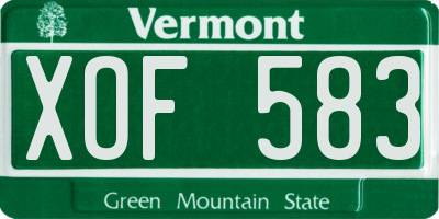 VT license plate XOF583
