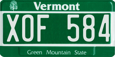 VT license plate XOF584