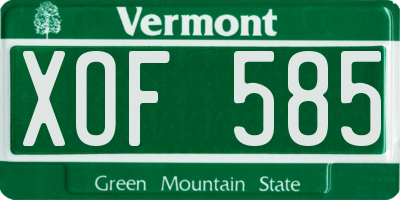 VT license plate XOF585