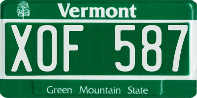 VT license plate XOF587