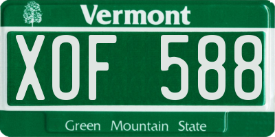 VT license plate XOF588