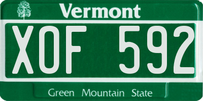 VT license plate XOF592