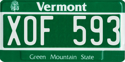 VT license plate XOF593