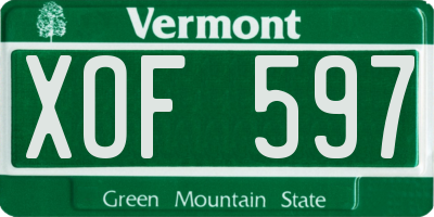 VT license plate XOF597