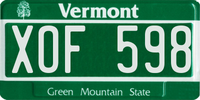 VT license plate XOF598