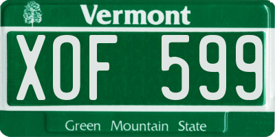 VT license plate XOF599
