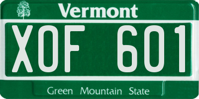 VT license plate XOF601