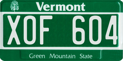 VT license plate XOF604