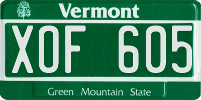 VT license plate XOF605