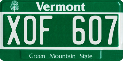 VT license plate XOF607