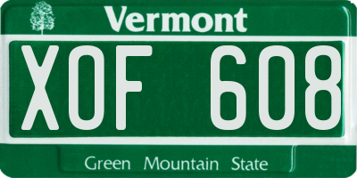 VT license plate XOF608