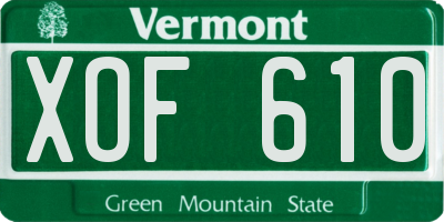 VT license plate XOF610