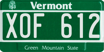VT license plate XOF612