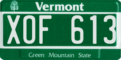 VT license plate XOF613