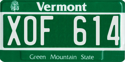 VT license plate XOF614