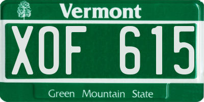 VT license plate XOF615