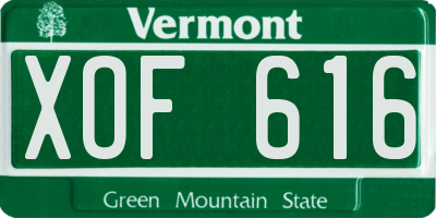 VT license plate XOF616