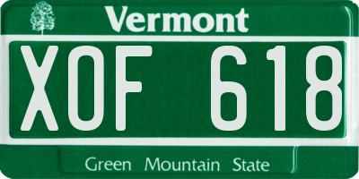 VT license plate XOF618
