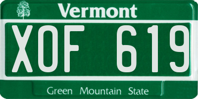 VT license plate XOF619