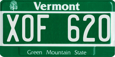 VT license plate XOF620