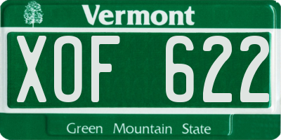 VT license plate XOF622