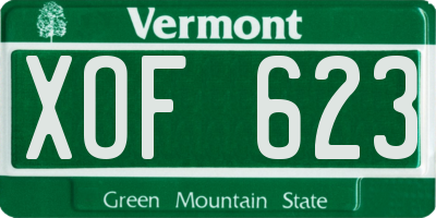 VT license plate XOF623