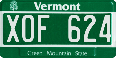 VT license plate XOF624