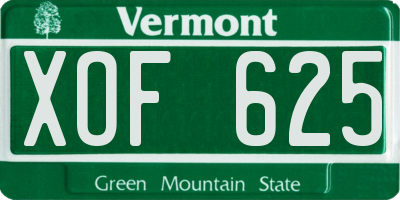 VT license plate XOF625