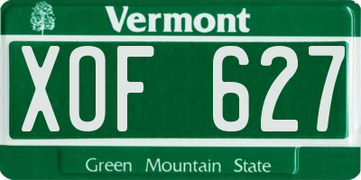 VT license plate XOF627