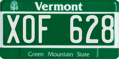 VT license plate XOF628