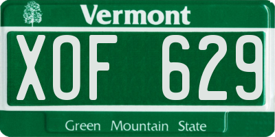 VT license plate XOF629