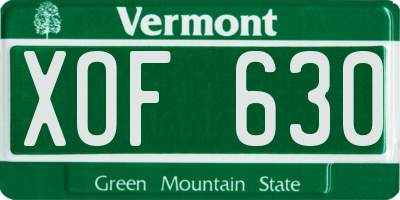 VT license plate XOF630