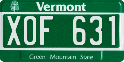 VT license plate XOF631
