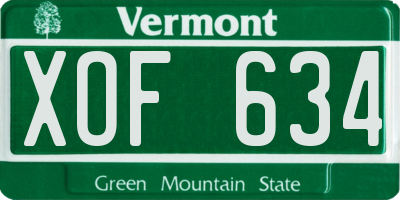 VT license plate XOF634