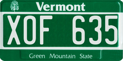 VT license plate XOF635