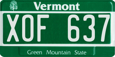 VT license plate XOF637