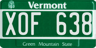 VT license plate XOF638