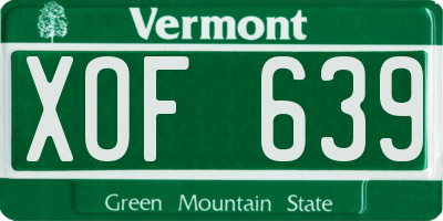 VT license plate XOF639