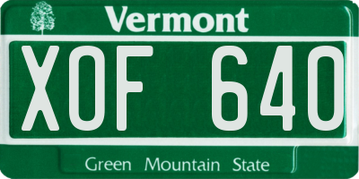 VT license plate XOF640