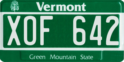 VT license plate XOF642