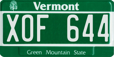 VT license plate XOF644
