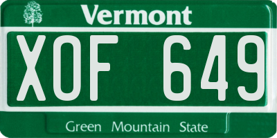 VT license plate XOF649
