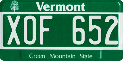 VT license plate XOF652