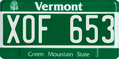 VT license plate XOF653