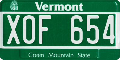 VT license plate XOF654