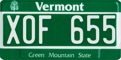 VT license plate XOF655