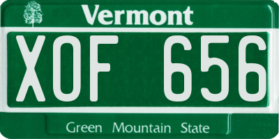 VT license plate XOF656