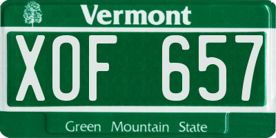 VT license plate XOF657