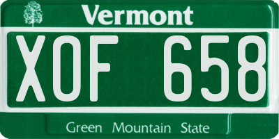 VT license plate XOF658